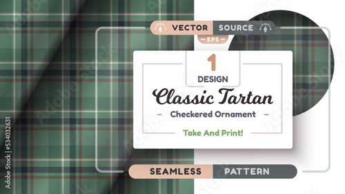 Military Tartan seamless pattern, military texture, checkered scottish fabric