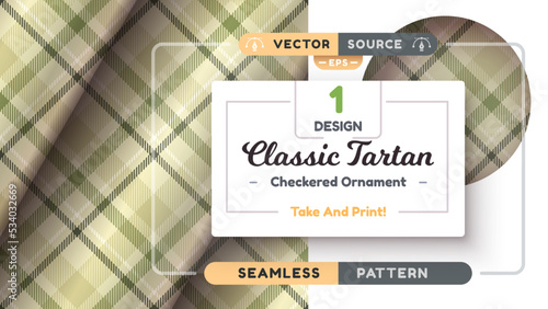 Military Tartan seamless pattern, military texture, checkered scottish fabric