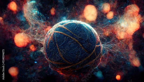 Burned black charred basketball 3d illustration.