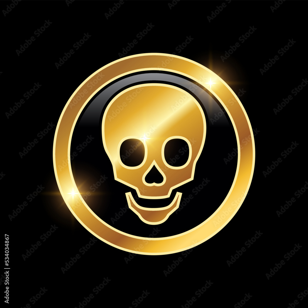 Fototapeta premium Golden Luxury Skull Vector Sign