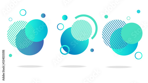 Stampa su tela Set of round abstract badges, icons or shapes in mint, green and blue colors