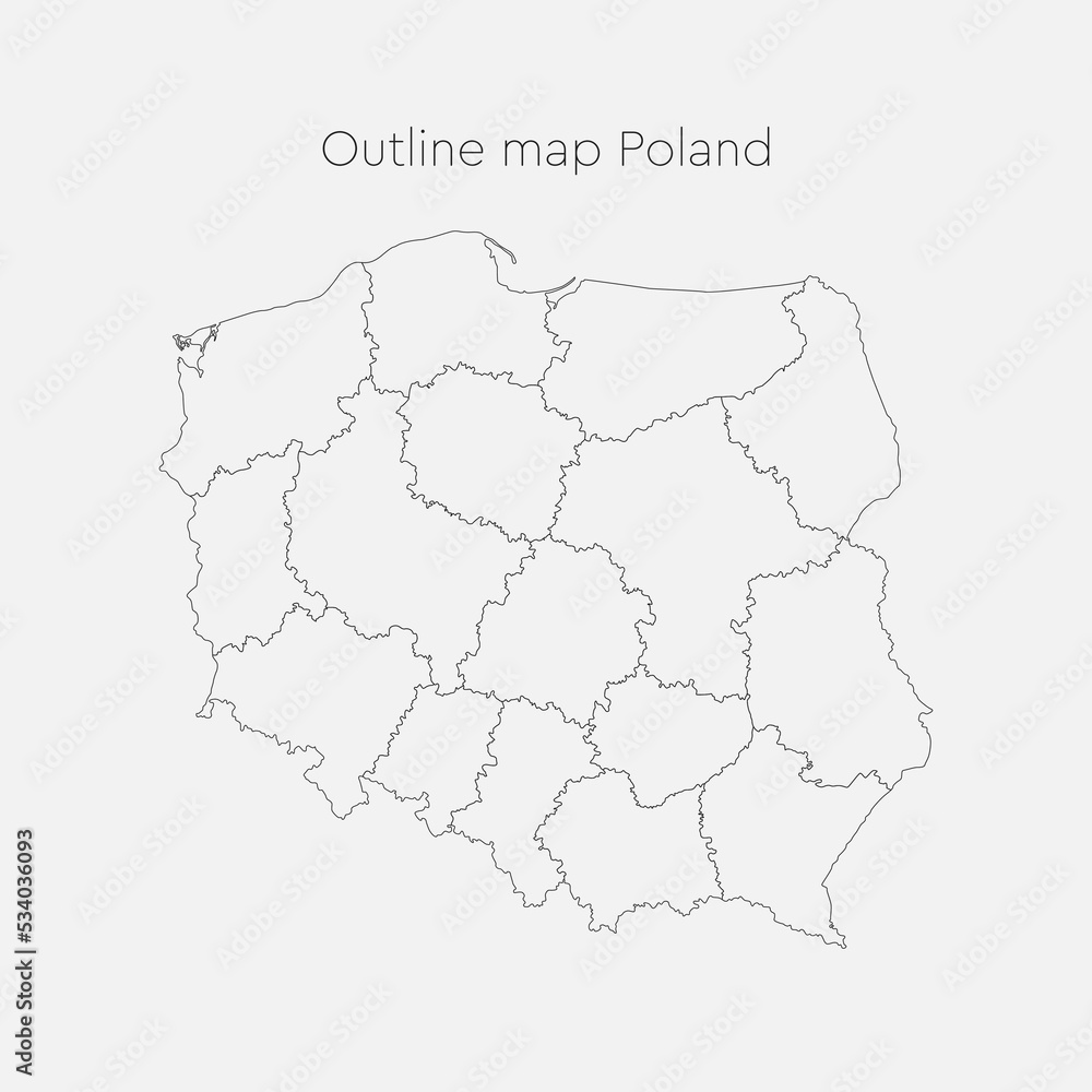 Fototapeta premium Vector map country Poland divided on regions