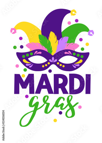 Mardi Gras sign svg. Carnival Face mask, Jester Hat, feathers clipart. Fat Tuesday decor