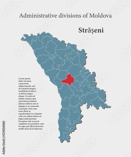 Vector map Moldova and district Straseni