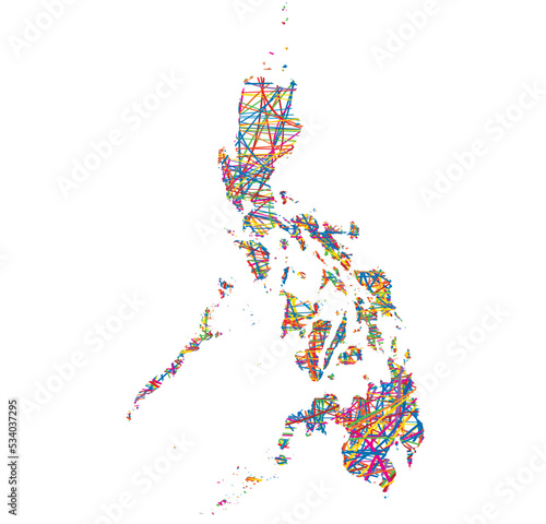 vector illustration of multicolored abstract striped map of Philippines 