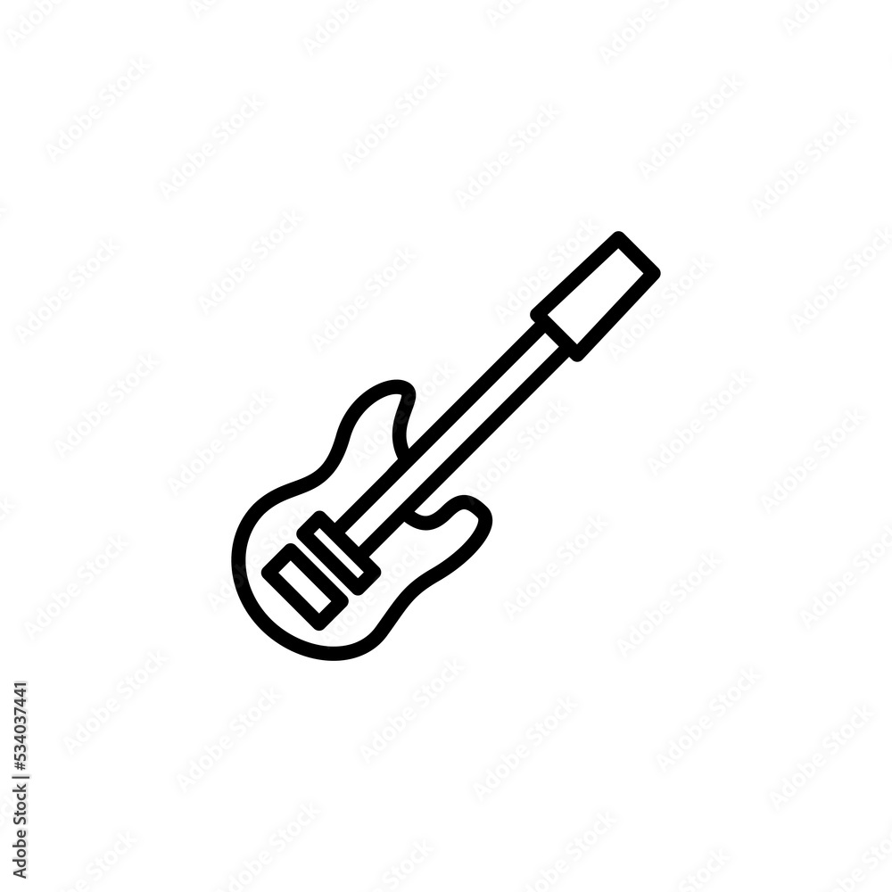 Bass guitar line icon isolated on white background Bass guitar line icon isolated on white background