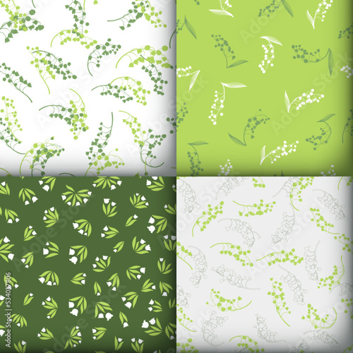 Lily of the Valley Seamless Texture. Bunch of Convallaria Majalis. Summer Floral Fabric. Spring Lily of the Valley. Vintage Foliage Invitation. Blossom Pattern. Lily of the Valley.