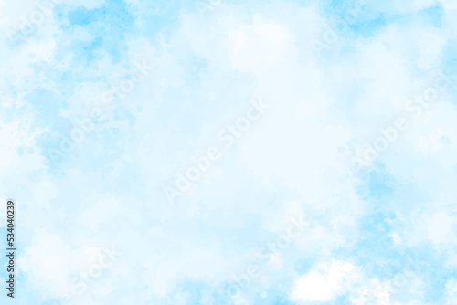 Abstract blue watercolor paint brush background. Cyan watercolour splash texture in pastel color. Vector pattern with blue watercolor cloud on white background