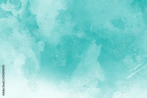 Mint abstract watercolor texture background. Green watercolour brush splash pattern. Pastel color background in paper art style. Vector turquoise illustration design