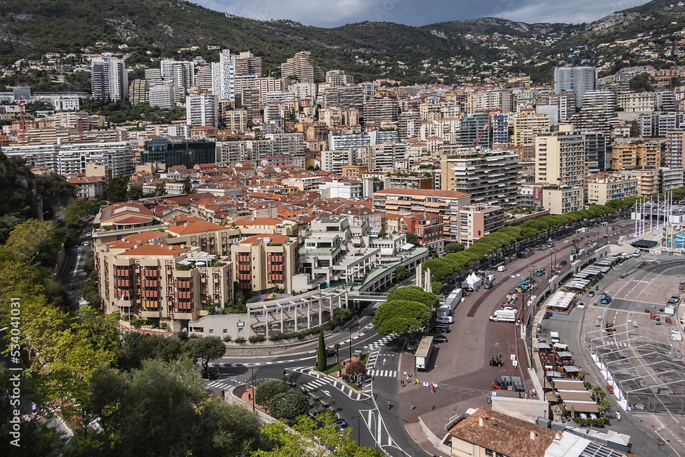 Beautiful panoramic view on Monaco at daytime. Monaco.