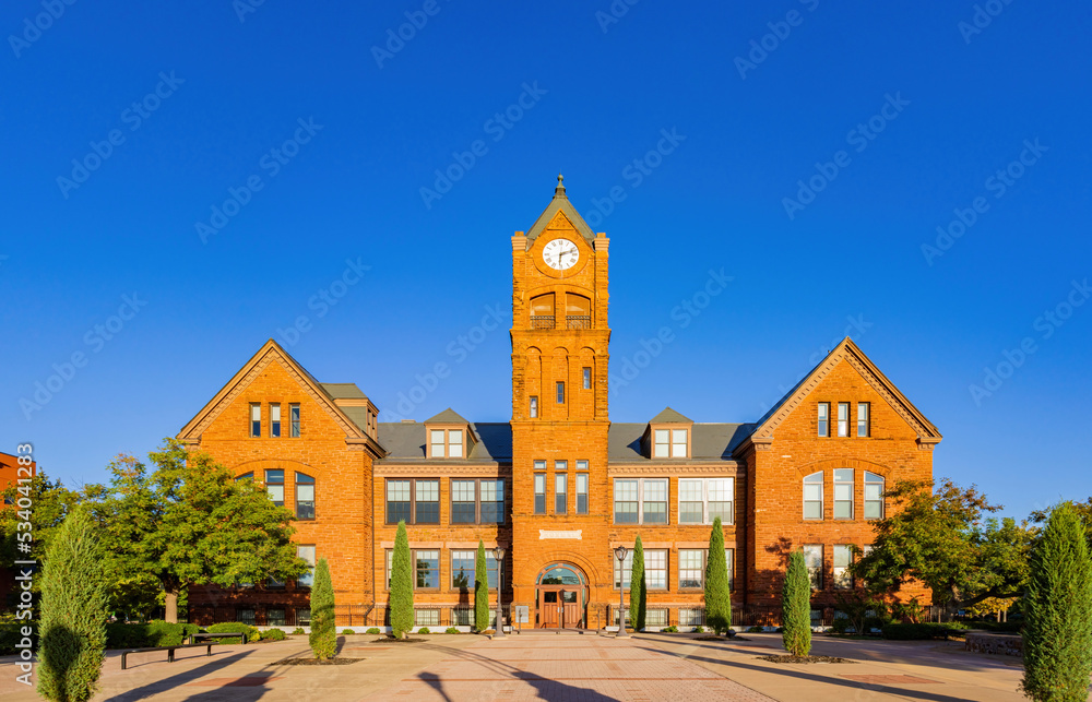 Sunny view of the Old North Tower of University of Central Oklahoma