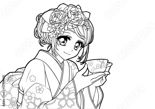 illustration of Coloring book for girls	