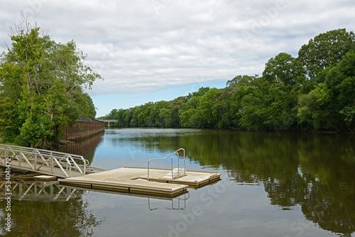 Tar River pier in Greenville, North Carolina.United States
