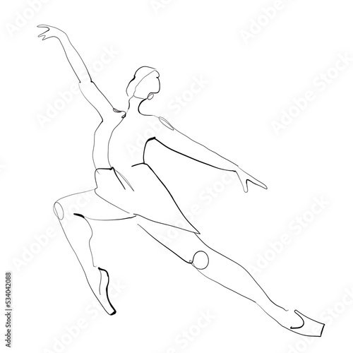 Line art drawing of a dancer in motion