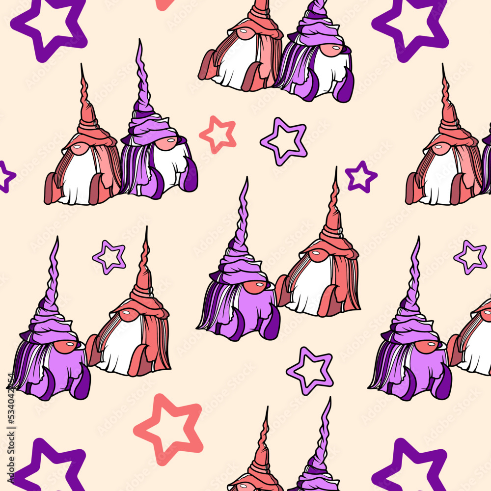 Happy New Year pattern with gnome Happy New Year pattern with gnome
