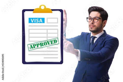 Visa application concept with businessman