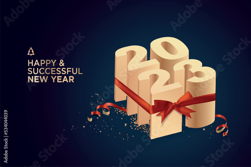 Business Happy New Year 2023 greeting card. Vector illustration for background, greeting card, party invitation card, website banner, social media banner, marketing material.