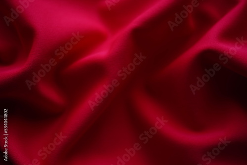 Closeup wrinkled red jersey, soft fabric background