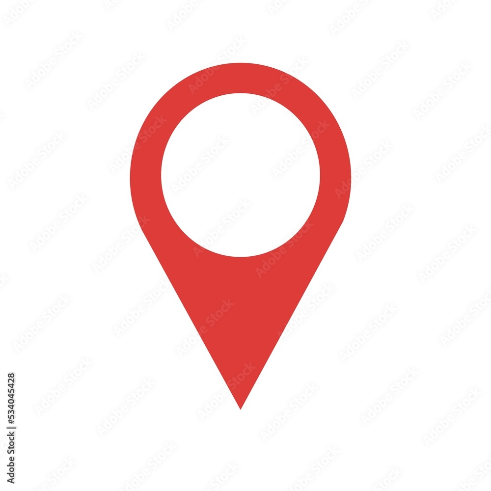 Pin Red location map on white background Pin Red location map on white background