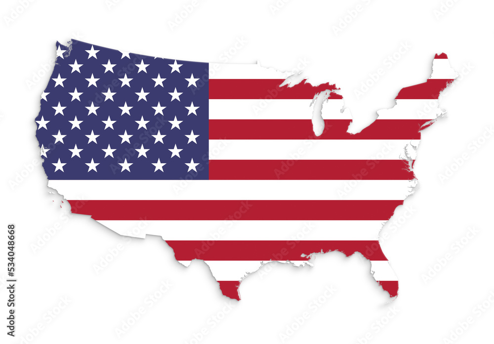 Flag of the United States of America (USA, US, America) in shape of USA map. Flag of the United States of America (USA, US, America) in shape of USA map.