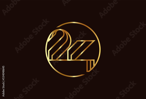 Number 24 Logo, Number 24 monogram line style inside circle can be used for birthday and business logo templates, flat design logo, vector illustration