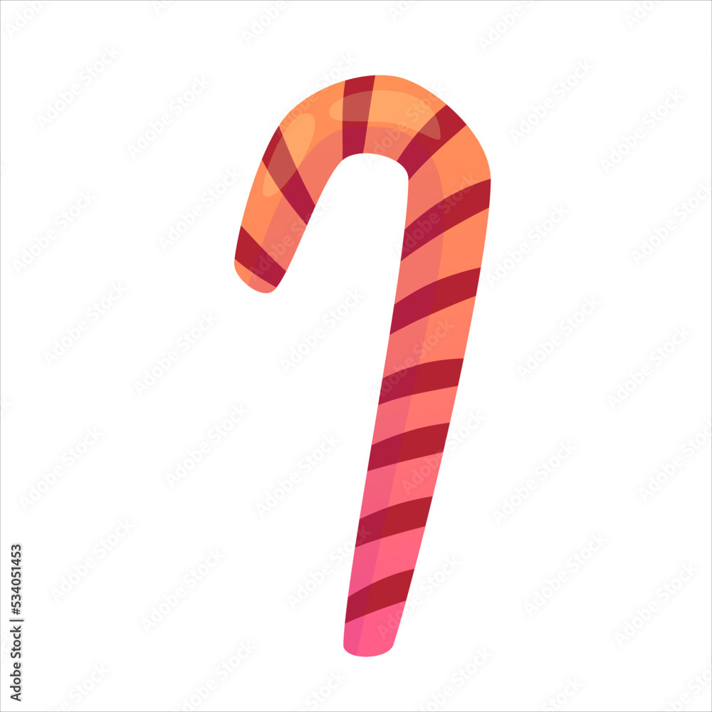 Hygge cozy christmas candy cane isolated. Cartoon flat vector illustration. Isolated vector illustration. Holiday xmas decor. Christmas cozy elements Hygge cozy christmas candy cane isolated. Cartoon flat vector illustration. Isolated vector illustration. Holiday xmas decor. Christmas cozy elements