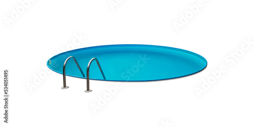 small round home outdoor swimming pool with blue water isolated on a blue background. layout or template. illustration