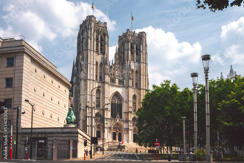 Cathedral of St. Michael and St. Gudula in Brussels, Belgium photo