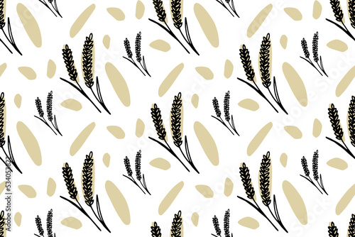 autumn wheat pattern for fabric, clothes and postcards. Vector illustration of a seamless pattern