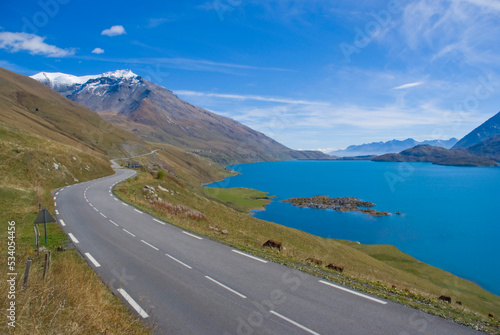 Obraz na płótnie Europe, France, Savoie, road beside lake of Mont cenis w salonie