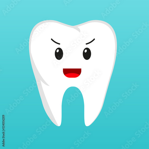 Tricky tooth on a medical background. Vector illustration