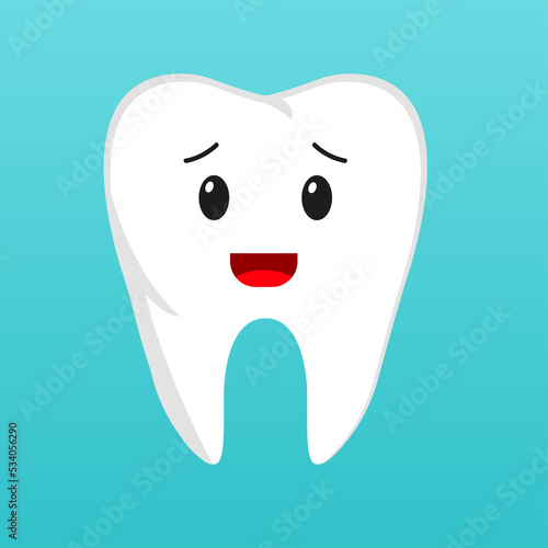 A tooth that is sad on a medical background. Vector illustration