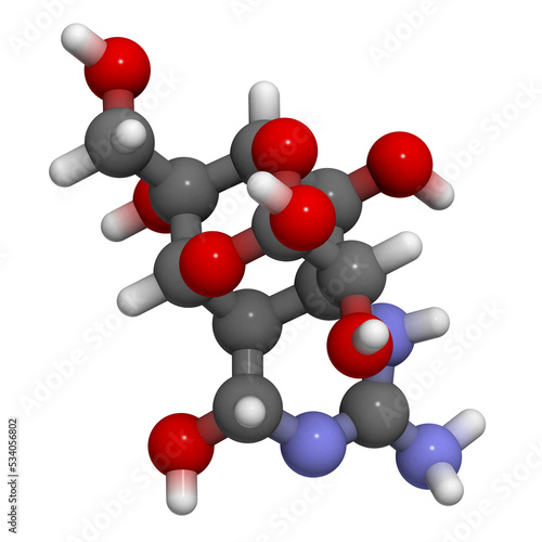 Tetrodotoxin (TTX) pufferfish neurotoxin molecule. photo