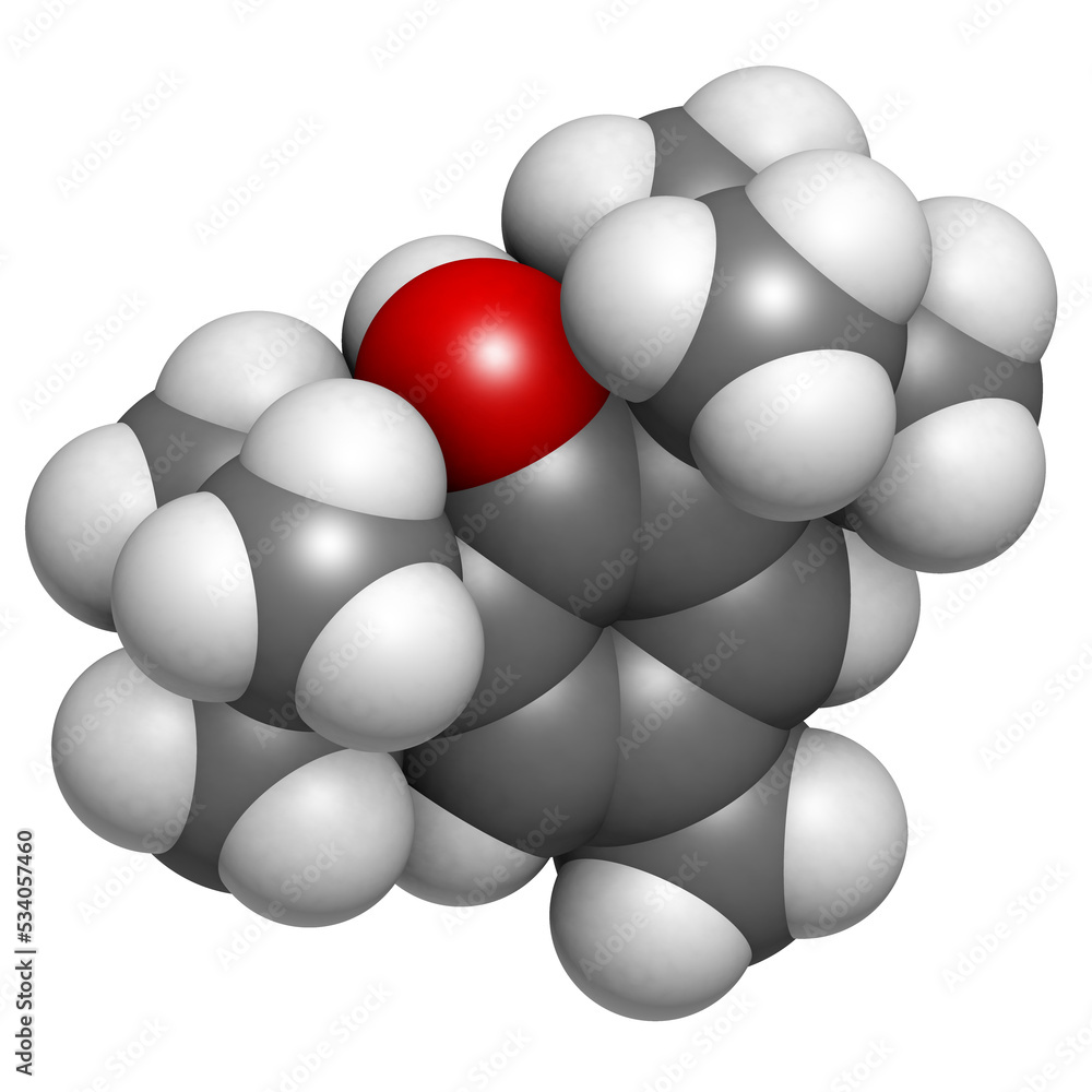 Butylated hydroxytoluene (BHT) antioxidant molecule. Butylated hydroxytoluene (BHT) antioxidant molecule.