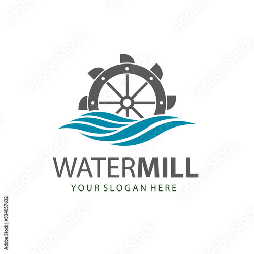 illustration of water mill wheel isolated on white background
