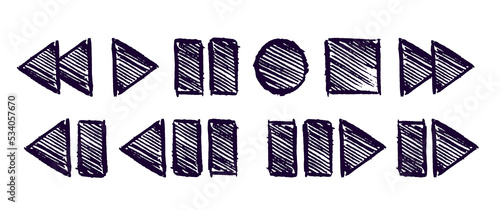 A set of control buttons drawn in ink.