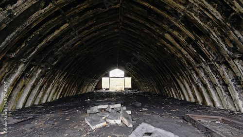 Interior of an abandoned hangar in Astangu Tallinn, Estonia