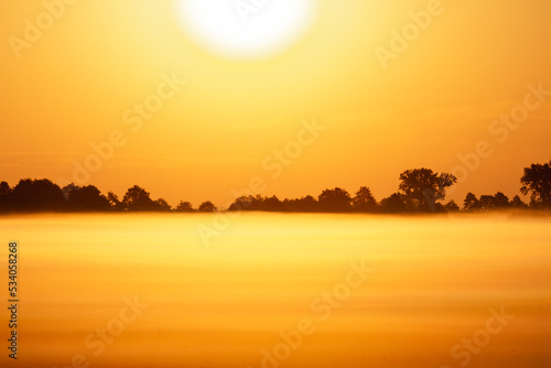 Misty sunrise full of sun 