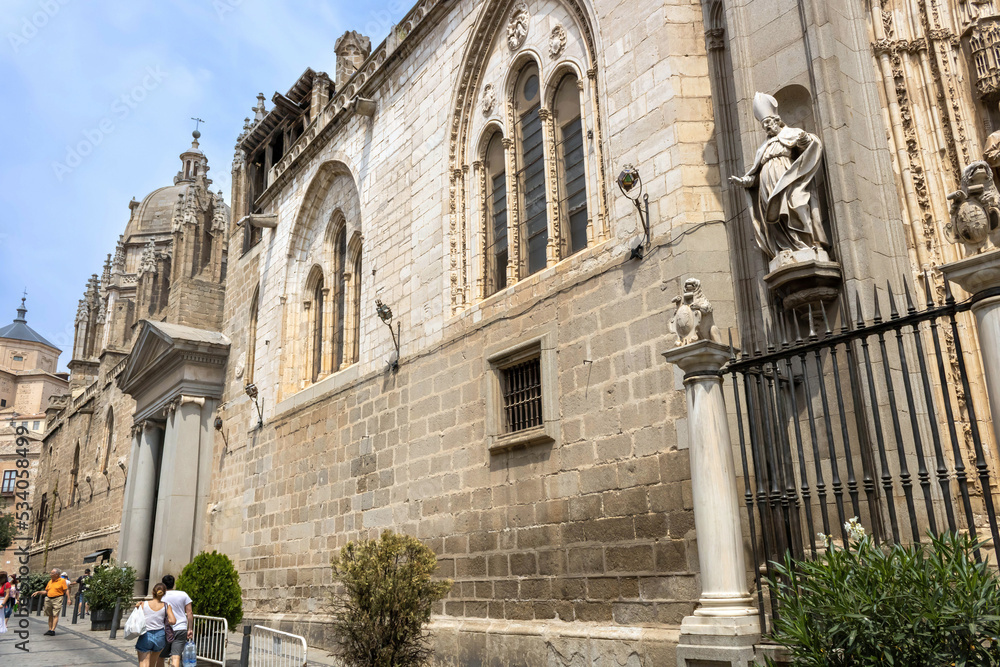 The southern facade of the Primatial Cathedral of Saint Mary of Toledo (Spanish: Catedral Primada Santa María de Toledo)