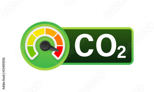 Illustration with co2 indicator. Ecology design on white background. Vector illustration.