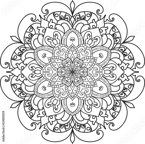 Mandala isolated on the white background.Doodle pattern.ornament design for coloring page 