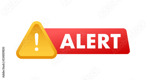 Alert sign. Attention warning attacker alert sign. Technology cyber security protection concept. Vector stock illustration.