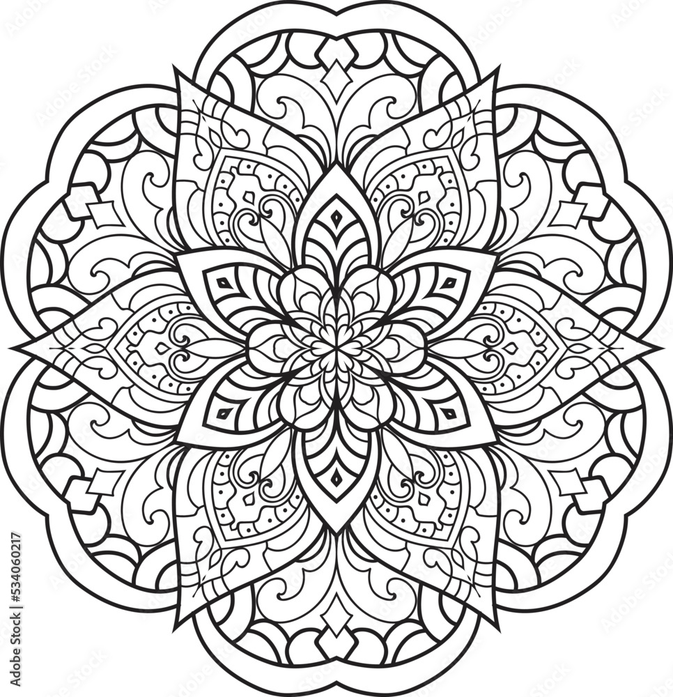Mandala isolated on the white background.Decorative monochrome ethnic mandala pattern. Mandala isolated on the white background.Decorative monochrome ethnic mandala pattern.