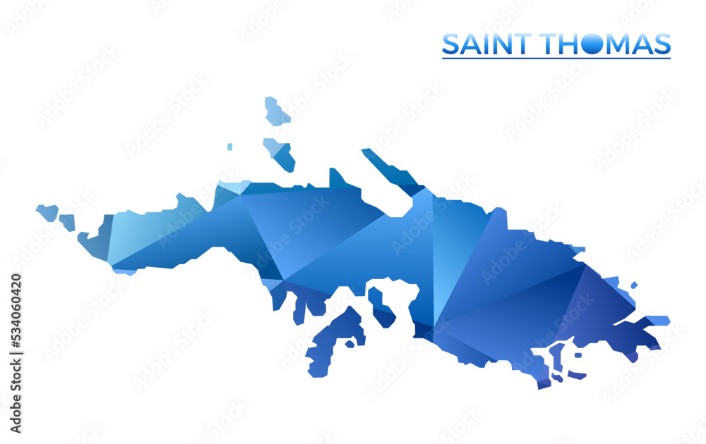 Vector polygonal Saint Thomas map. Vibrant geometric island in low poly ...
