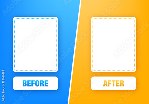Colorful before and after frames. Vector illustration. Vector template. Design template.