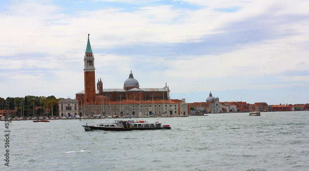 Panoramic view with San Giorgio Maggiore church in Venice, Italy	
