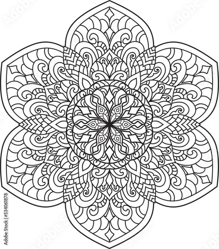 Adult coloring page Mandala.Hand drawn illustration.ornament design for coloring page