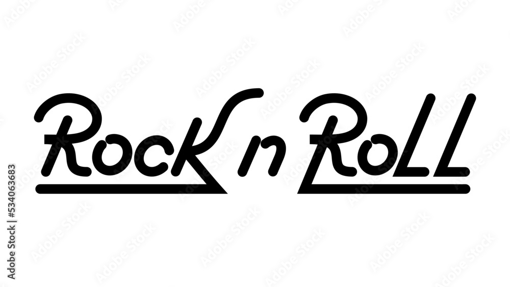 The inscription is in black Rock 'n' Roll on a white background. Rock 'n' Roll logo. The inscription is in black Rock 'n' Roll on a white background. Rock 'n' Roll logo.
