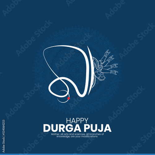 Happy Durga puja celebration poster or social media banner background, Bangla festival puja template