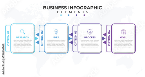 Business Infographic design template Vector with icons and 4 four options or steps. Can be used for process diagram, presentations, workflow layout, banner, flow chart, info graph